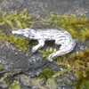 Crocodile Figurine, Crocodile Collectible Miniature, Handmade, in Fine Pewter, by