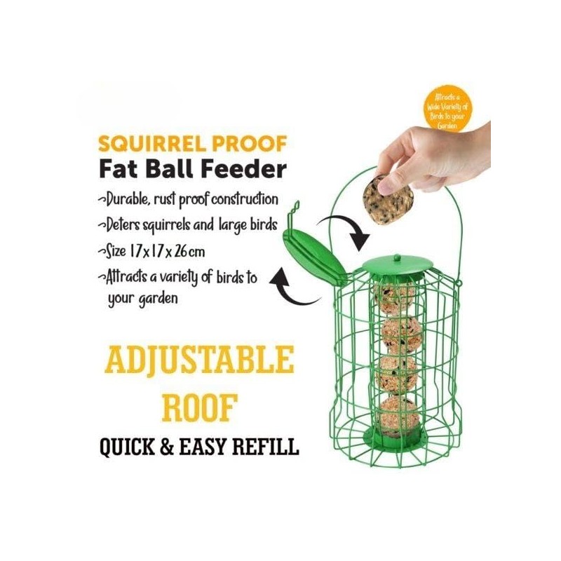 Foglish Home & Garden Squirrel-Proof Suet Fat Ball Bird Feeder,