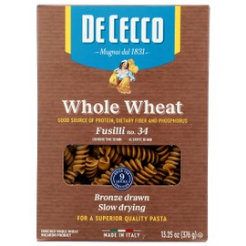 De Cecco Pasta Fusilli Whole Wheat Pasta, 13.25 oz