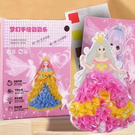 Neioaas Princess Sticker Book and Watercolor Paint Kit, 2 in 1, DIY Fabric Arts, Easter Gift for Ages 4-8