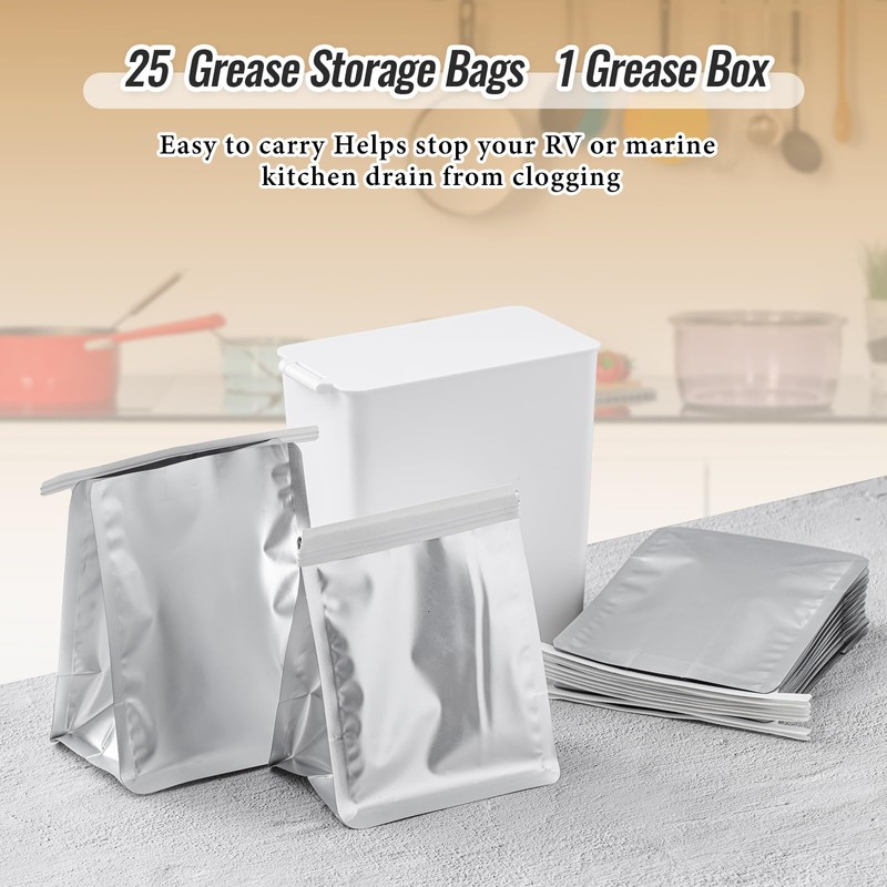 Hushee Set of 26 Grease Container for Kitchen with 25