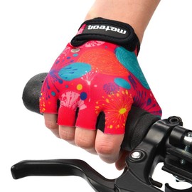 Meteor children's gel cycling gloves, BMX gloves, riding gloves, MTB gloves, kick scooter gloves for girls & boys, multicolour