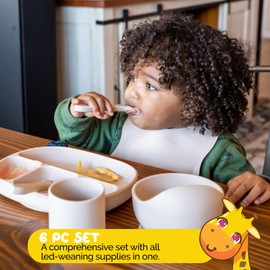 Baby Essentials by Muqee Peeko with BLW Supplies and Kids Feeding Sets - Food Grade Silicone (6 Piece Set)