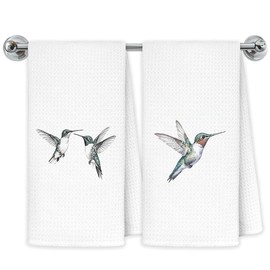 Exqcom Hummingbirds Kitchen Towels, Hummingbird Gifts for Women Hand Towels for Bathroom Kitchen, Gifts for Bird Lovers Decorative Dish Towels Drying Cloth, 16x24 Inch Set of 2