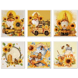 CREATCABIN 6Pcs Swedish Dishcloths for Kitchen Reusable Swedish Dish Towels Gnomes Absorbent Swedish Dish Rags Sunflower Bee Washable Sponge Cleaning Cloths No Odor Fast Drying Dish Cloths 7.6x6.7Inch