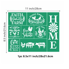 JAJADO Welcome Farmhouse Burning Stencils Silk Screen Print Stencil Reusbale Adhesive Stencil Rooster Farm Quotes Rise and Shine Farmers Sign for Painting on Wood/Clothing/Chalkboard/DIY Farm Decor