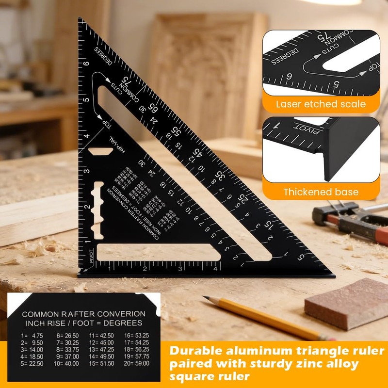Combination Square Woodworking Ruler 7inch Carpenter Square Wood Working Tools