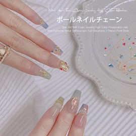 Chisafly Nail Chain Ball, Extra Fine, Gold, 3 Types, Approx. 59.1 inches (150 cm), Nail Parts, Chain, Sparkle, Set of 3