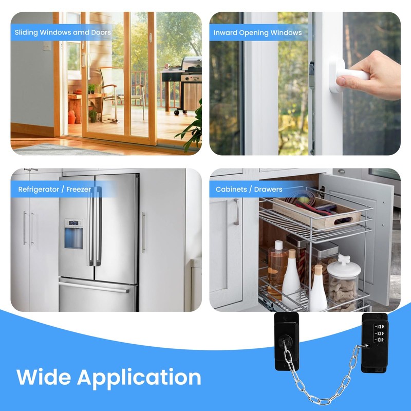 2 Pack Adjustable Password Fridge Locks, NewBinn Refrigerator Coded Cable