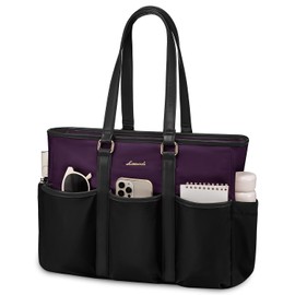 LOVEVOOK 17 Inch Laptop Tote Bag for Women Work, Teacher Tote Nurse Bag, Professional Utility Computer Bag For Work/Travel/College/Daily, Large Purse Handbag With Multi Pockets & Top Zipper