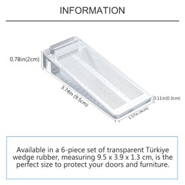 DERJDISF Door Stopper Floor, Pack of 6 Rubber Door Wedges, Non-Slip, Height-Adjustable, Window Stopper Wedge, Non-Toxic, No Unpleasant Smell, for All Hard Floors, Bathroom, Balcony Door, Transparent