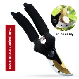 Professional Gardening Scissors - Sharp Bypass Pruner for Grafting, Trimming Flowers, Stems, Branches | Ergonomic Non-Slip Sponge Grip | Ideal for Garden, Lawn, Horticulture | Stainless Steel
