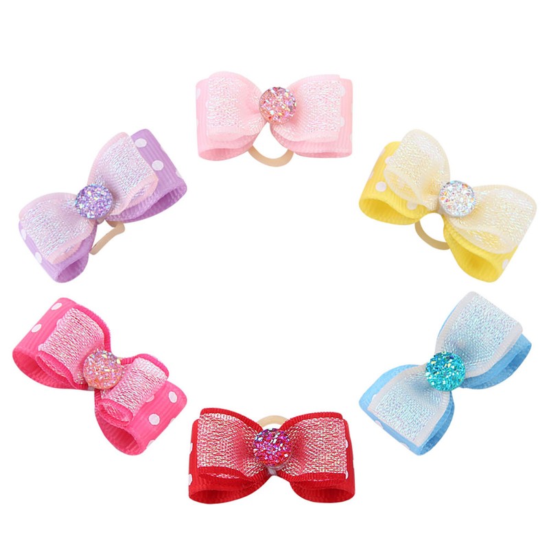 30pcs Shinning Rhinestone Bow Pattern Elastic Hair Rope Hair Band