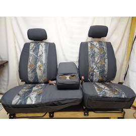 Durafit Seat Covers, Made to fit 2000-2004 Tundra Front 40/60 Split Seats with Fold Down Console. Dark Gray Automotive Twill with XD3 Endura Camo Inserts.
