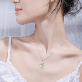 YEESIA S925 Sterling Silver Cute Animal Necklace Celtic Cross Pendant for Women Men Jewelry Gift for Mothers Day (Infinity Cross Necklace)