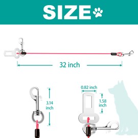 Dog Seat Belt for Car, LApapaye Dog Car Seat Belt, Chew and Tear Resistant, Seat Belt for Dogs in Car, Coated Wire Rope Safety Restraint, Double End with Safety Buckle (Red, 32 Inches)