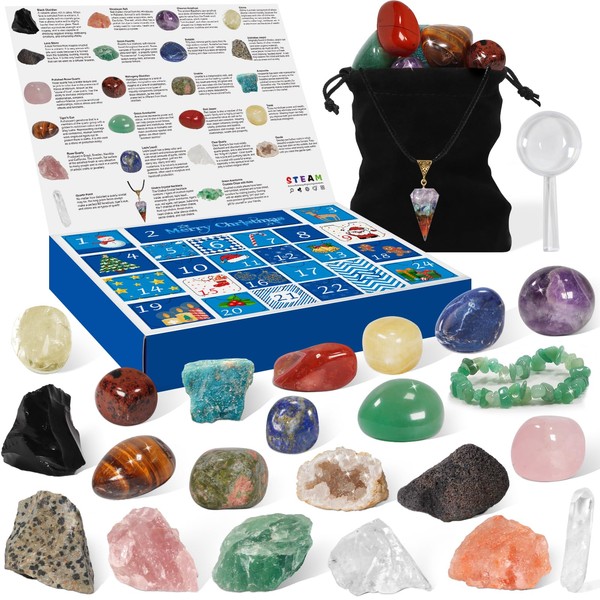 Pukamam Crystal Advent Calendar 2024 Rock Minerals & Fossils Collection
