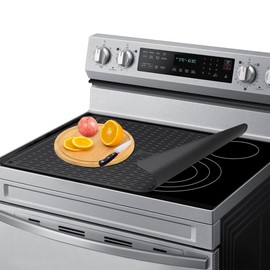 Stove Top Cover for Electric Stove, Stove Cover 28x20inch, Heat Resistant Stove Top Mat, Silicone Stove Mat for Glass Top Stove, Dish Drying Mat for Kitchen (Black, XL)