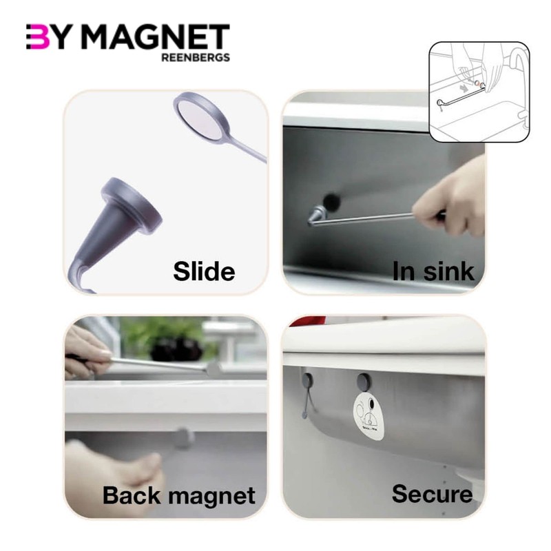 Reenbergs Magnetic Dish Cloth Rail Inside Sink Danish Design Made
