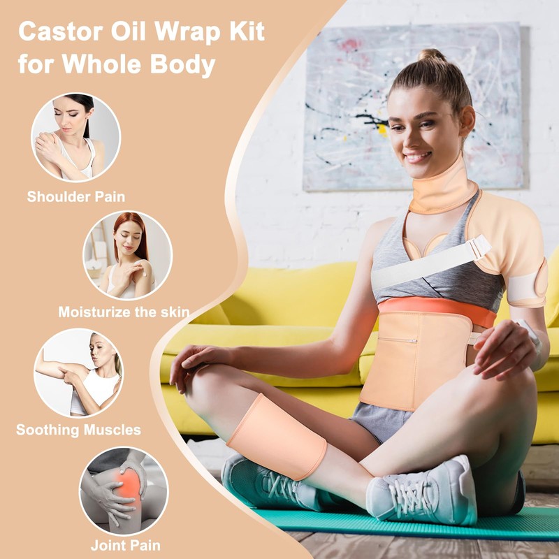 7Pack Castor Oil Pack Wraps Organic Stomach Reusable Wrap Packs