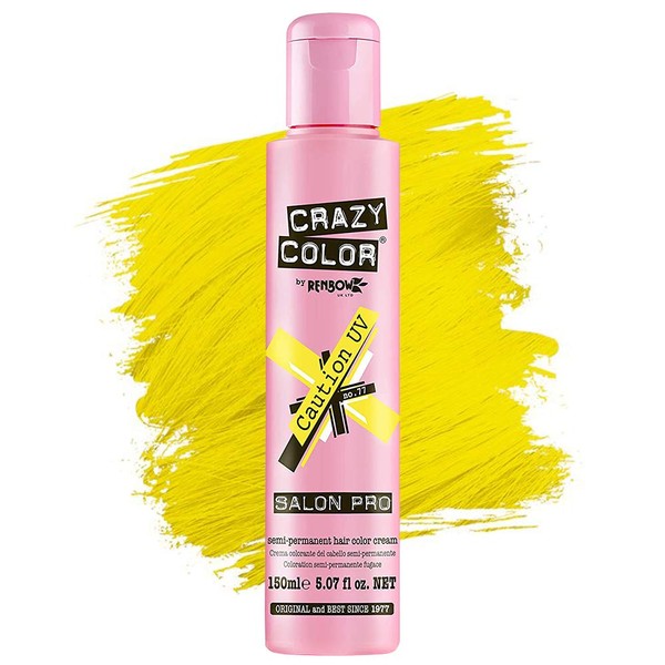 Crazy Color Hair Dye - Vegan and Cruelty-Free Semi Permanent Hair Color - Temporary Dye for Pre-lightened or Blonde Hair - No Peroxide or Developer Required - [CAUTION UV] - 150ML 5.07 oz