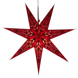 Guru-Shop Foldable Advent Light Paper Star, Christmas Star, Mercury Red, Window Decoration, 5 Points
