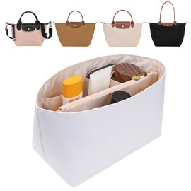 ETTP Purse Organizer Insert For Le Pliage, Ultra-light Waterproof DupontPaper le pliage Bag Organizer (White, Medium)
