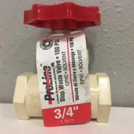 Homewerks VSWCPVE4 3/4 in. CTS in. T X 3/4 in. S CTS in. CPVC Stop & Waste Valve