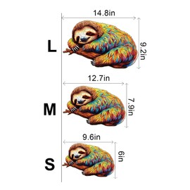 Funnli Wooden Puzzles for Adults and Children, Unique Animal-Shaped Wooden Puzzle (Sloth Cosy), Puzzle Made of Animal Pieces (S-9.6 x 6 in 85 Pieces)