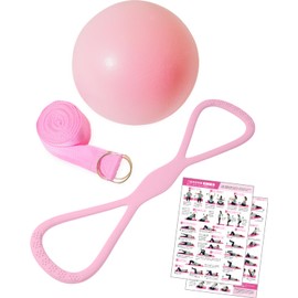 Instructor's Supervised Stretching Tube Band, Belt, Ball, Pilates, Yoga, Exercise, 3-Piece Set