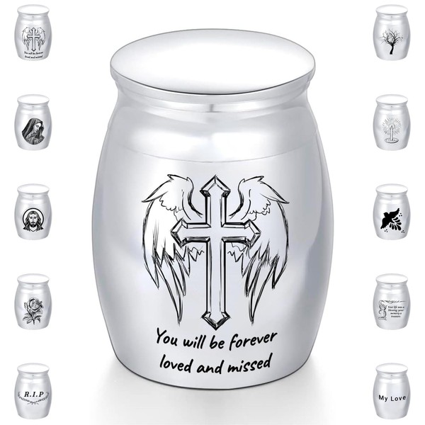 Bowmiaow Small Keepsake Urns for Human Ashes,1.57 Inch High Stainless