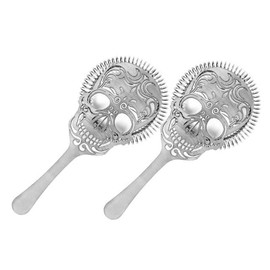 COCKTAIL7 Set of 2 Professional Cocktail Strainers Skull Art Deco Design Guitar Skull Stainless Steel 304 Bar Material Mixology Cocktail Strainer