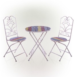 Alpine Corporation Multicolored Weathered Wood Bistro Set, 3-Piece