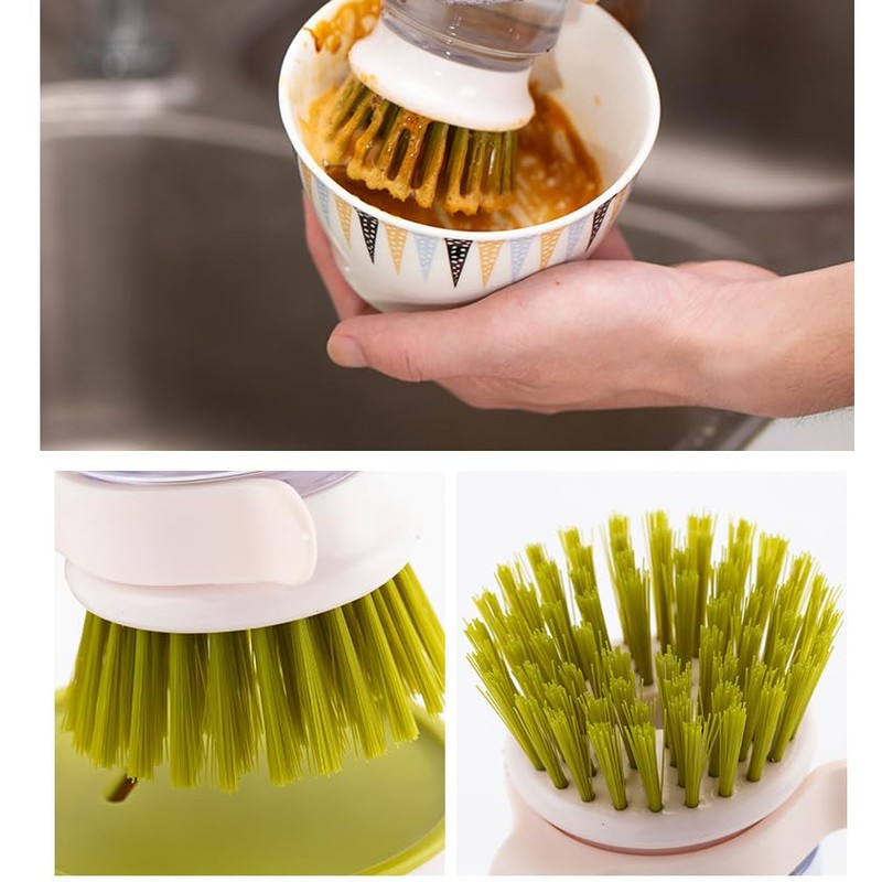 2 PCS Multifunctional Press Cleaning Brush, Kitchen Cleaning Brush with
