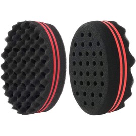 Gobesty Hair Brush Sponge, Pack of 2 Hair Sponge Curls Afro, Magic Curl Sponge Large Holes, Hair Sponge Large, Dreads Locking Twist Barber Tool for Afro Coil Hair Magic Beauty