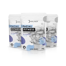 Jawliner - Pioneers the Toughest Handmade 15x Harder Jawline Gum Includes 12 Weeks Coaching - Sugar-Free Blueberry Ice Chewing Gum - Jawline Exerciser for Mewing & Shaping the Jaw (6 Months Pack)