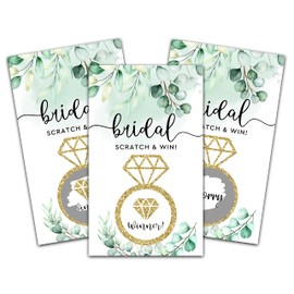 Bridal Shower Scratch Off Game Cards, Eucalyptus Greenery Bridal Lottery Tickets, Gold Foil Wedding Shower Games Ideas, Bachelorette Party Activities & Decorations (50 Pack)-16