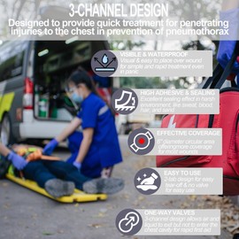 Compact Vented Chest Seal 2 Pack - Adhesive and Sterile Vent Chest Seal Wound Dressing for IFAK and for Open Injury and Sucking Chest Wound Emergency