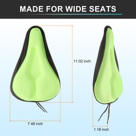 HARFINGTON Bike Seat Cover Bicycle Saddle Cushion with Large Comfortable Silicone Gel Padded Oversized Paddle for Men Women Stationary Bikes, Green