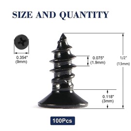 #10 x 1/2" Wood Screw 100Pcs 18-8 (304) Stainless Steel Screws Flat Head Phillips Fast Self Tapping Drywall Screws Black Oxide by SG TZH