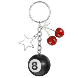 Agamino 8 Ball Keychain, Cherry Keychain with Stars, Funny Eight Ball Keychains with Keyring Holder for Bag, Handbags, Purse, Backpack, Pool Ball Keychain, Magic 8 Ball Key Chain for Women/Men