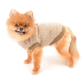 SMALLLEE_LUCKY_STORE Pet Sherpa Fleece Pullover Vest Turtleneck Sweater with D-Ring Soft Sweatshirt for Small Dogs Cats Puppy Yorkie Chihuahua Warm Autumn Winter Clothes, Brown, XL