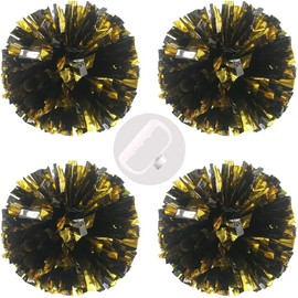 PUZINE 4 Pack 13" Cheerleading Metallic Foil & Plastic Ring Pom Poms (100g)