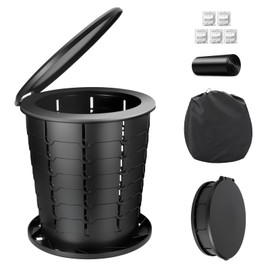 Camping Toilet, Retractable Portable Toilet for Adults Kids, Adjustable Height Portable Potty with Lid, Foldable Travel Potty for Camping, Hiking, Fishing, Car Travel, RV, Road Trip, Beach (13”H)