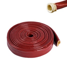 Boat Wire Cable Heat Shield Fire Sleeve, Silicone Coated Fiberglass Heat Wrap Fire Thermo Armor Wires Protector for Electrical Automotive Hose Lines, 5Ft (1/2")