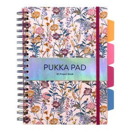 Pukka Pads Bloom B5 Hardcover Project Book, Floral Cover, 9496-BLM, Black