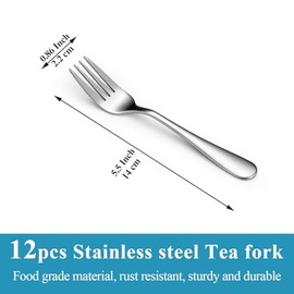 Berglander Dessert Forks Set of 12 Stainless Steel 14 cm Cake Forks for Cocktail, Dessert, Cake, Tea, Fruit, Cheese, Appetizer Small Forks for Party, Hotel, Restaurant, Cafés Dishwasher Safe