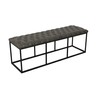 HomePop Upholstered Button Tufted Decorative Bench with Metal Base, Gray