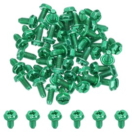 PATIKIL 10-32 x 3/8 Inch Hex Washer Head Grounding Screws, 150 Pack Green Ground Hex Flanged Head for Electrical Junction Boxes, Metal Outlet and Switch Boxes