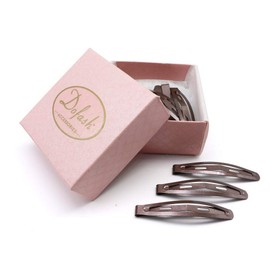 Dofash 12Pcs Snap Hair Clips Hair Grips Metal Hair Clips 6Cm/2.36" Hair Accessories With Gift Box For Girls (Brown)